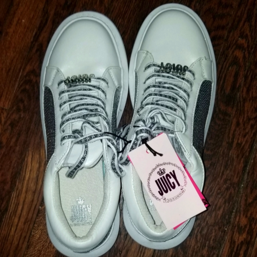 JUICY White Silver Sequin Sneakers